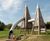 Middle Pyramid Tower - large steel and wood playground climbing structure 1