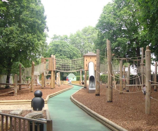 Rustic adventure play space, Hurlingham Club, London