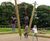 Triple Beam Swing - larch wood playground swing for group play 3