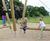 Triple Beam Swing - larch wood playground swing for group play 5
