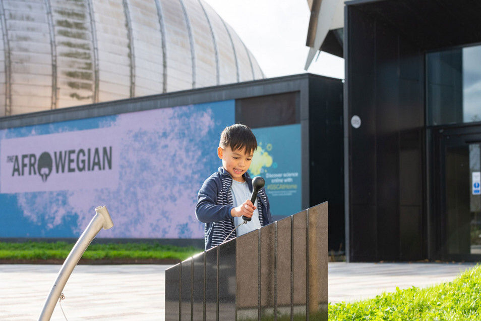 Outdoor sensory play equipment Glasgow Science Centre Timberplay