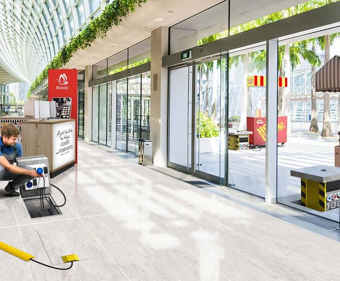 Power units for outdoor areas within shopping centres