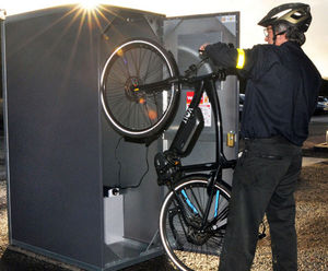 E-Warrior - vertical cycle locker with charger for E-bikes