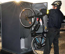 E-Warrior vertical cycle locker with charger for E-bikes