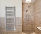 Beacon 620 flat front stainless steel heated towel rail