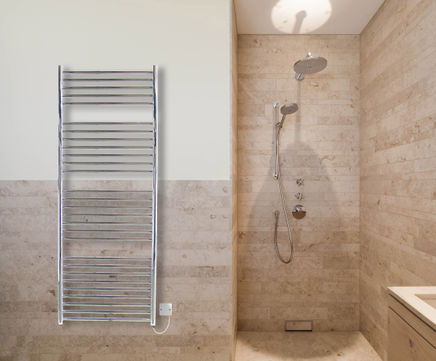 Beacon 620 flat front stainless steel heated towel rail