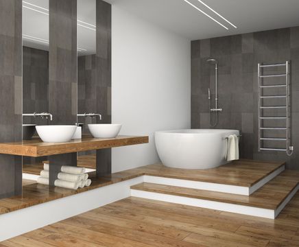 Lindfield flat-front stainless steel heated towel rail