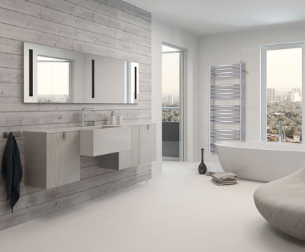 Adur 520 curved front stainless steel heated towel rail