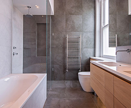 Ashdown 620 flat front stainless steel heated towel rail