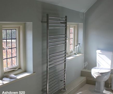 Ashdown 520 flat-front stainless steel heated towel rail