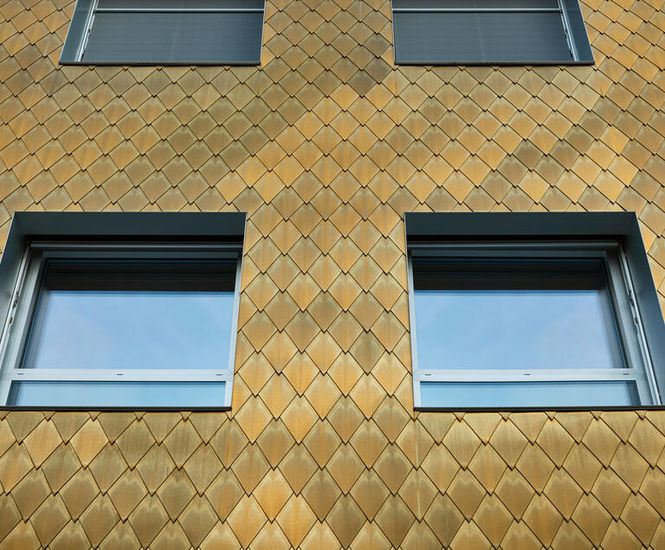 Nordic Royal finish copper external wall cladding, La Residencia, Lugano
