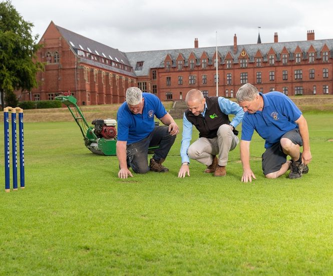 Cricket wicket maintenance at Ellesmere College
