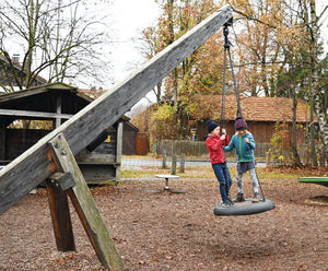 Car Tyre Swing - recycled rubber playground swing for children