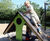 Climbing Hut (J254) - outdoor timber playhouse with climbing wall for kids 7