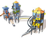 Triple Tower - large steel play structure with slides & climbing activities