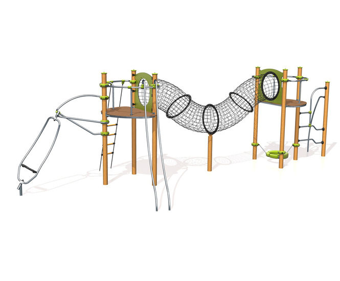 Ixo multiplay unit J2579-M - playground climber with slide and net tunnel