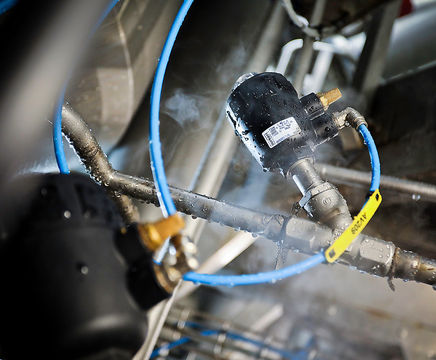 Steam / hot water flow control valves for food processor