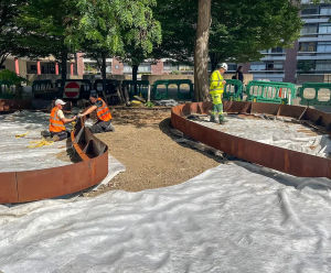 Corten planted perimeter for Barbican and Golden Lane, London