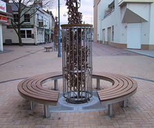 TREE hardwood seat with stainless steel base