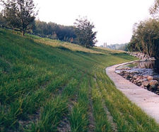River embankment adjacent to the A484 Gresford, Wales