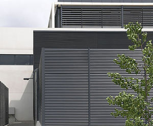 Italia steel louvred panels for cladding and screening