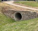 Pre-filled concrete bag headwalls for Castle Donington