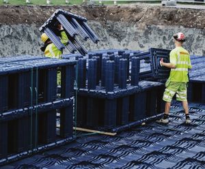 Stormwater infiltration SuDS system for student halls