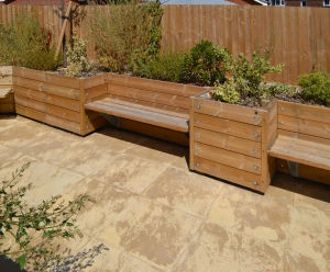 Grenadier timber planter with bench seating