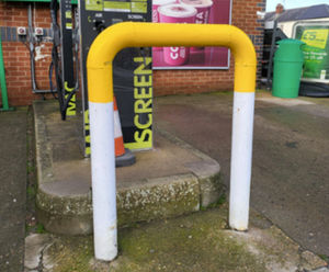 Forecourt Barriers - steel hoop barriers for forecourt traffic control