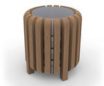 LBV 115 Slatted Litter Bin - hardwood outdoor waste bin for parks